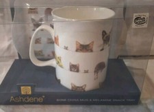 Mug Aschene collection Peeping Féline chat Porcelaine et plateau mélanine neuf