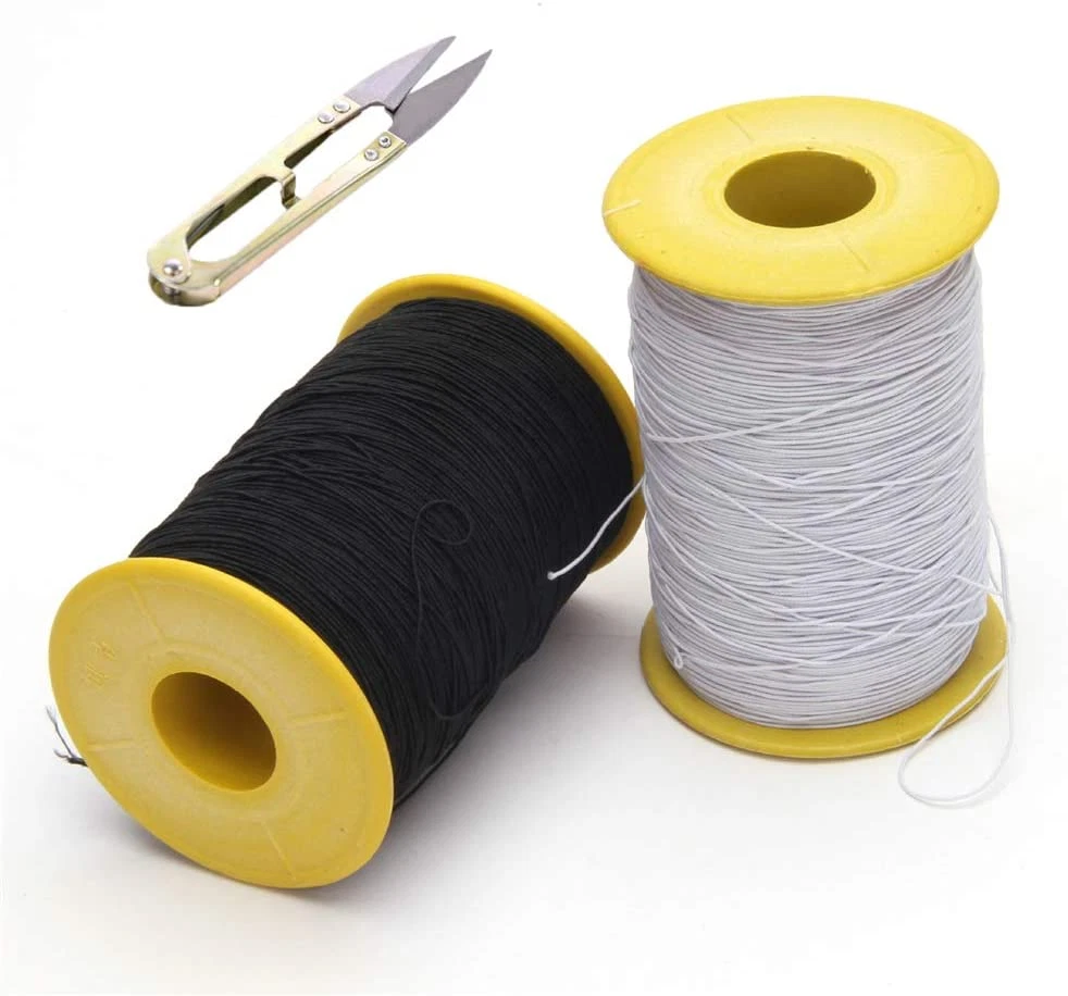 2PCS 0.5Mm Thickness 547 Yard Elastic Thread Sewing Elastic String Cord  White an