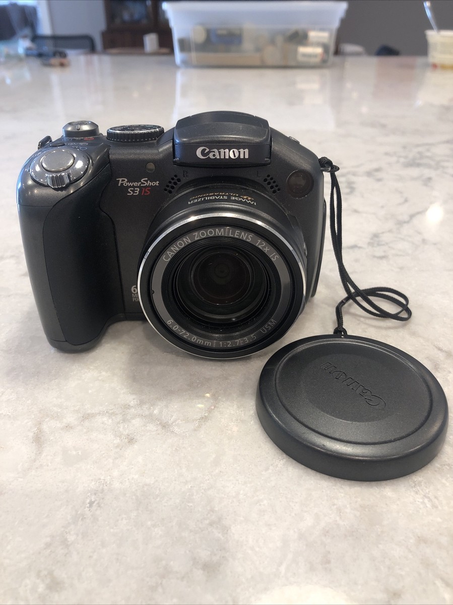Canon PowerShot S3 IS 6.0MP Digital Camera - Black - Used