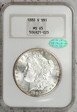 1880-S Morgan Dollar NGC CAC MS65 Old Fatty Holder Intact Holo! #ELH5