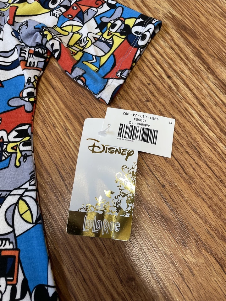Vestido Lularoe Meninas Adeline Tamanho 12 Disney Mickey Mouse Donald Vermelho Azul Novo com etiquetas - Imagem 2 de 4