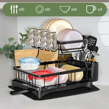 Kitchen Dish Cup Drying Rack Dryer Tray Cutlery Holder Organizer Utensil Drainer