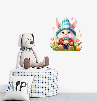 Ostern Wichtel Blume Ei Wandbild Schlafzimmer bunt Vinyl Aufkleber Abziehbilder a7412