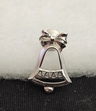Avon Silver Bell Christmas Holiday Festive Lapel Pin