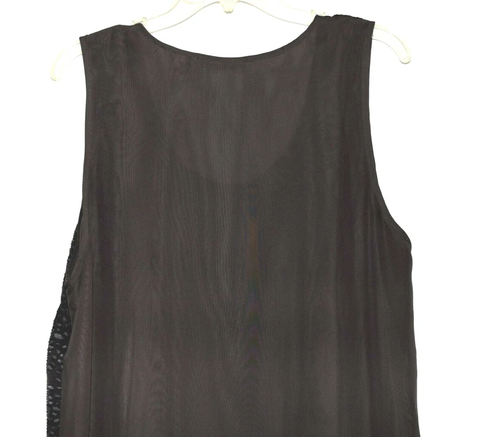 Halogen Charcoal with Black Shiny Spots Sheer Sleeveless Womens Tank Top Size XL - Image 4 of 4