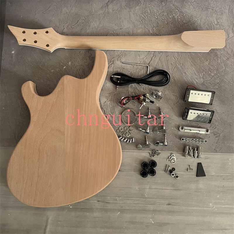 Unfinished White Languedoc DIY Electric Guitar Kit F Hole Build on Own - Image 4 of 4