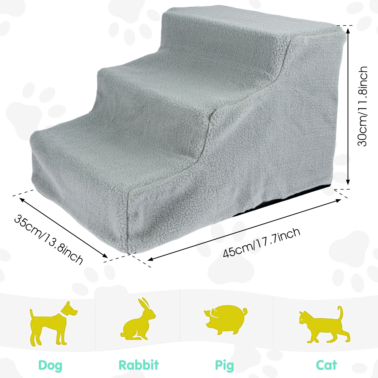 Dog Stairs for Small Dogs 3Step Doggy Ladder for Couch High Bed