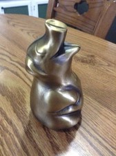 Vintage Cast Brass Still Bank 5" Standing Pig 2 Piece Screw Figural