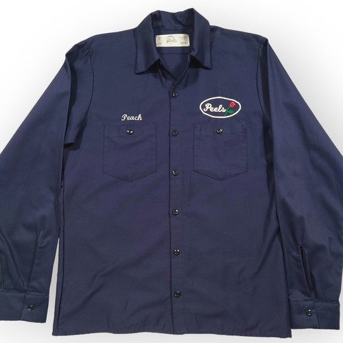 Peels NYC Shirt Mens Small Blue Flower Pockets Work Shirt Long Sleeve Peach Twil - Picture 10 of 10