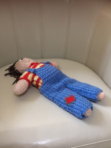 Vintage Rag Doll Hand Made Knitted Wool Woollen Soft Toy - Picture 4 of 12