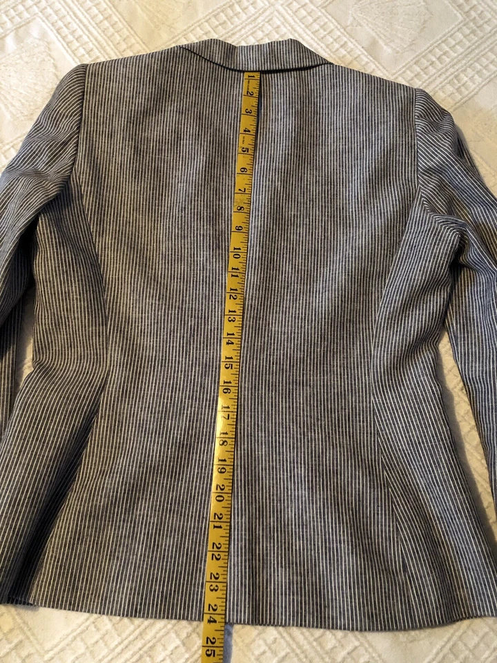 Blazer Antonio Melani Mezcla Lino Rayas Un Botón Talla 6 Foto 2 de 4