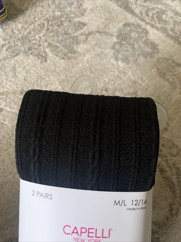 Capelli New York Jugend Mädchen M/L 12-14Y 2 Paar Strumpfhosen Fleece gefüttert Rücken Zopfmuster - Bild 3 von 3