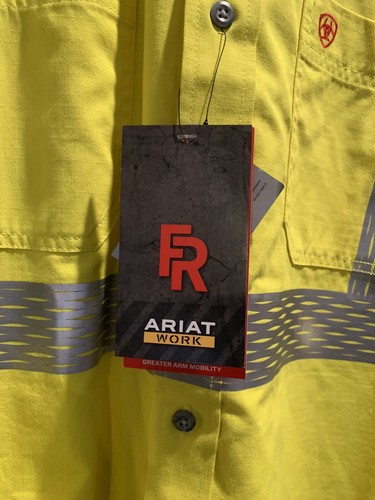 New Ariat Men's Fire Resistant Hi-Vis Reflective Long Sleeve Work Shirt Size L - Picture 8 of 12