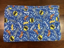 Vintage  Handmade Blue Flannel Batman Child Snuggle Blanket Receiving Blanket