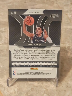 2020-21 Panini Prizm Basketball #291 Tre Jones Silver Prizm Rookie