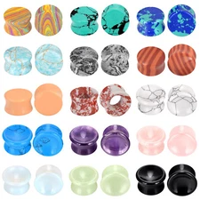 Organic Stone Ear Gauges-Ear Plugs-Flesh Tunnels 2G,0G,00G,12,14,16MM - 1PAIR US