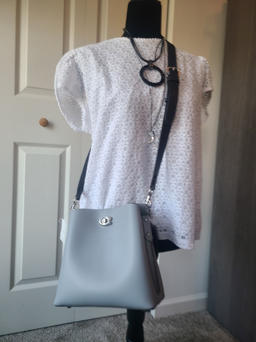 COACH Willow Bucket Bag In Color block grey/blue and blue