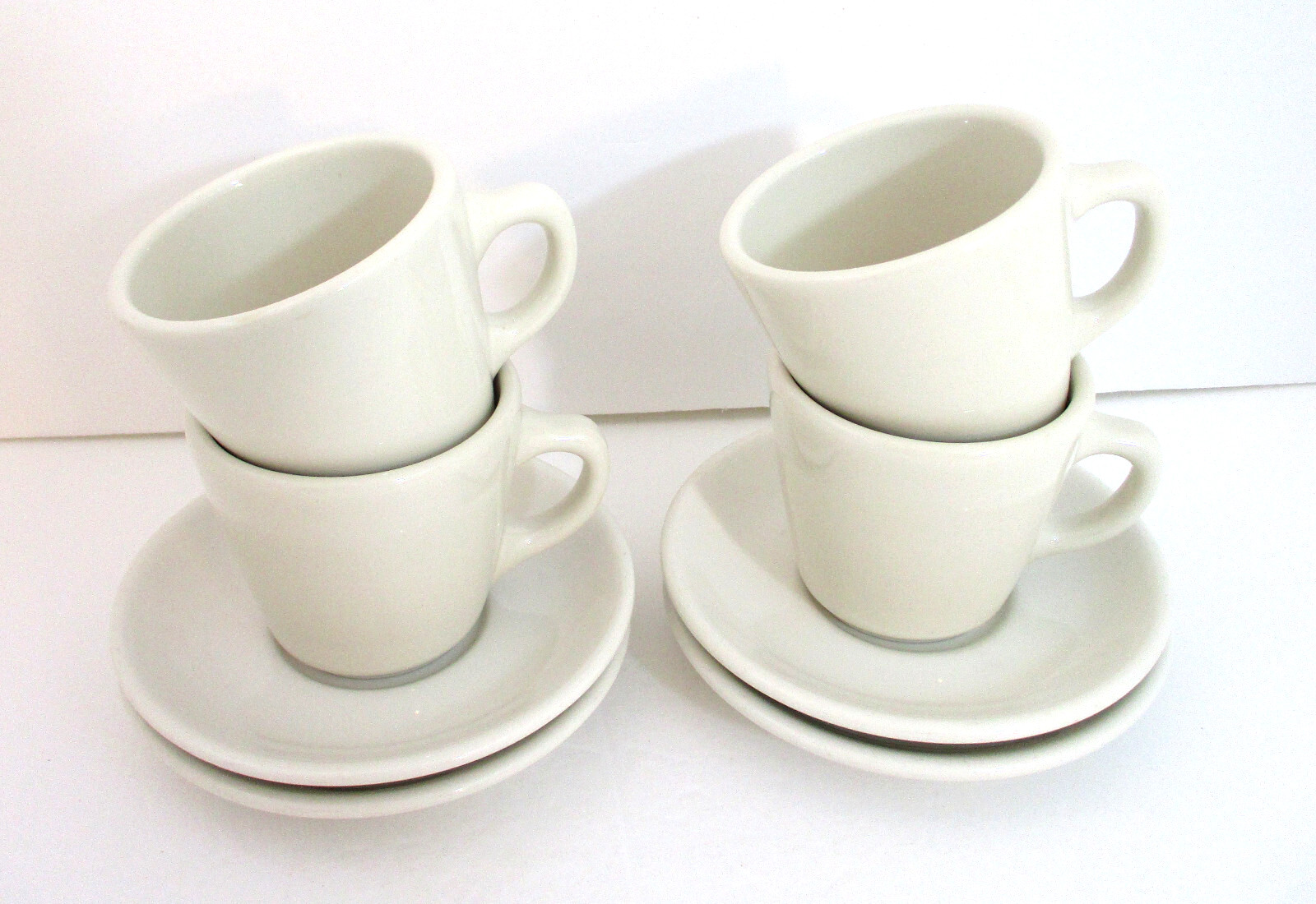 Homer Laughlin China 4 Cup Saucers Sets White Ceramic Retro Restaurant Diner Lot