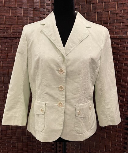 ANN TAYLOR Damen Blazer Jacke Damen 10 Hellgrün Baumwolle Komplett Gefüttert Neu - Bild 9 von 9