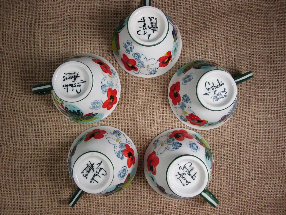 Anthropologie SISSINGHURST CASTLE Juego Floral 5 Tazas de Té/Café de Cerámica Estudio Foto 3 de 4