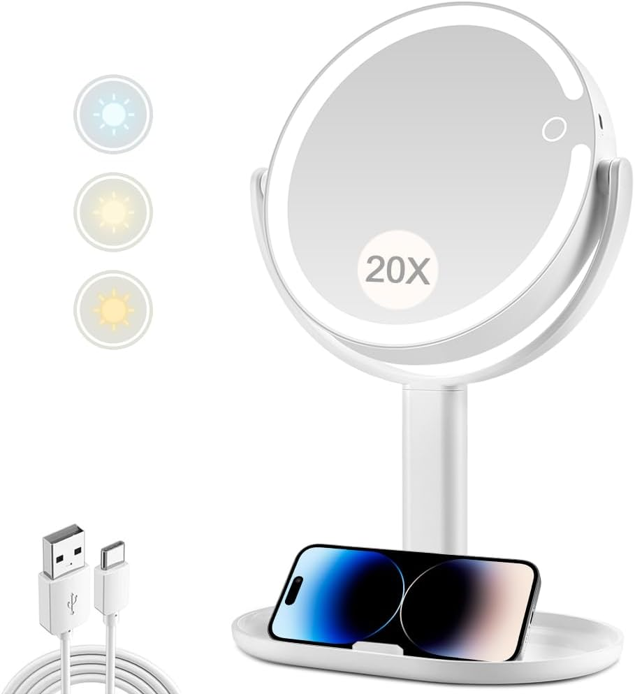 20X Magnifying Makeup Mirror with LED Lights and Touch Switch - Vanity Mirror-image