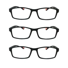 3 Packs Unisex Rectangle Reading Glasses Light Weight Readers for Men Women