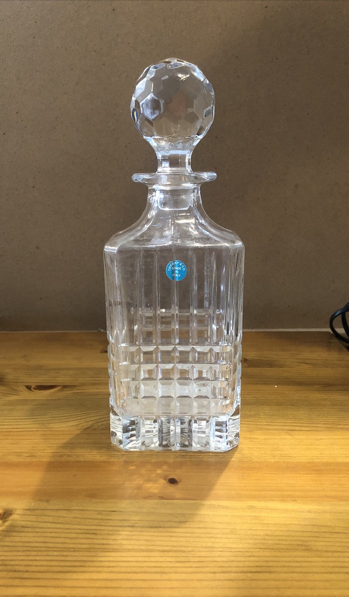 TIFFANY Solid Cut Crystal Square Whisky Decanter Made In