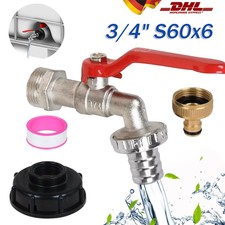 IBC con Rubinetto di Scarico 3/4" S60x6 Adattatore Accessori Serbatoio Tappo Rubinetto Contenitore