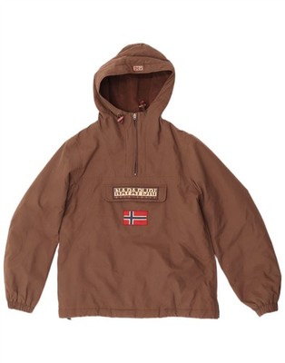 Napapijri Mens Geographic Hooded Anorak Jacket UK 36 Small Brown DX01