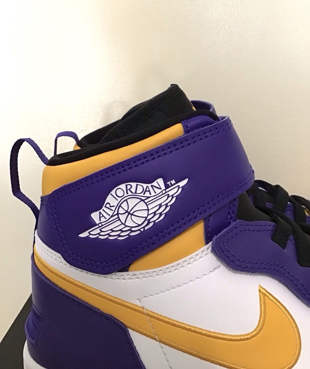 Nike Air Jordan 1 High FlyEase Lakers Yellow Purple Mens Size 8.5