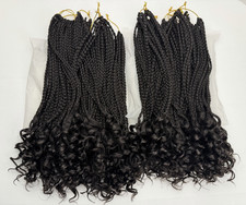 French Curl Crochet Box Braids Natural Black 14" Hair extensions Pre-looped ends