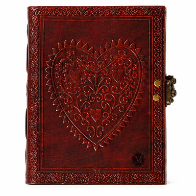 Handmade Leather Journal Notebook 8x6 with Lock Lined Pages Vintage Diary