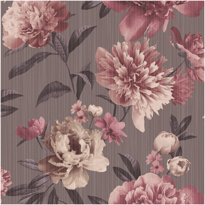 Schwere Vinyl Valentina Floral Bloom Tapete Mauve Rosa Grau Strukturiert