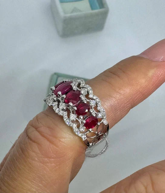 3Ct Oval Cut Lab-Created Ruby Art Deco Wedding Ba… - image 2