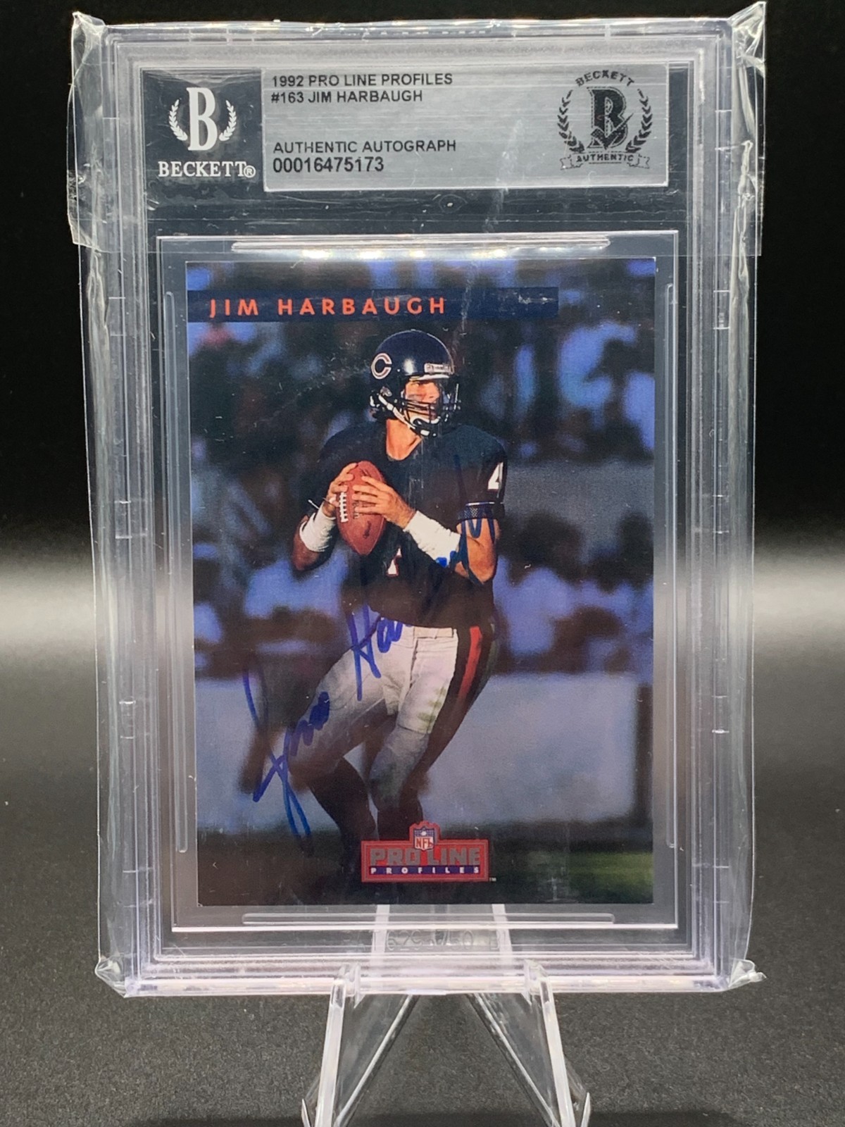 Jim Harbaugh Baltimore Ravens 1992 Pro Line Profiles #163 BAS Beckett Auth Encapsulated Auto 