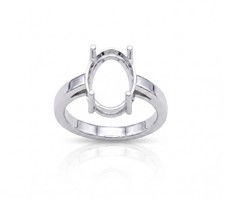 8x6mm Oval Cut Semi Mount Ring 925 Sterling Silver Solitaire Engagement Ring