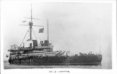 British Royal Navy Battleship Cruiser Hms Victoria Shipping Naval Old Photo