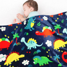 Plush Dinosaur Toddler Blanket for Boys and Girls, 30x40 Inches