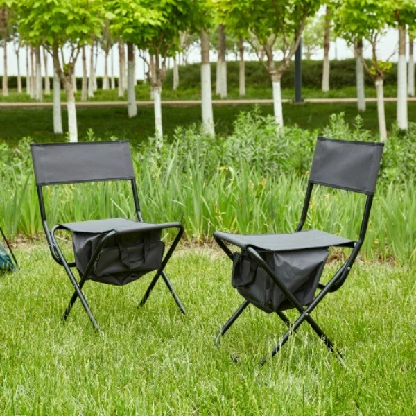 2-Piece Padded Folding Outdoor Chairs with Storage Pockets, Lightweight HCHI4846093196807475222