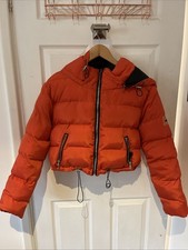 Maniere de Voir Women Orange And Black Puffer Reversible Jacket Hooded Size 8