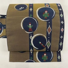 JAPANESE KIMONO BELT NAGOYA OBI OCHRE PURE SILK EE4825