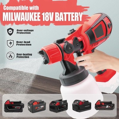 Cordless HVLP Paint Sprayer, Electric Spray Gun with 4 Nozzles 18v