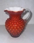 Fenton Persimmon Overlay 6” Hobnail Pitcher Ruffled Top~For Bevlad-20