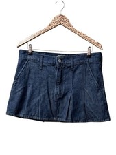 Abercrombie Fitch A F Denim Micro Mini Pleated Denim Skirt Mid Rise Blue 30