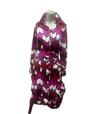 Vintage Lanvin Paris Art Deco 1970s Stunning  LS Shirt Dress / Matching Sash/12.