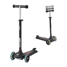VEVOR Kick Scooter for Kids Ages 3+ 3-Wheel Scooter Light-Up Adjustable Black