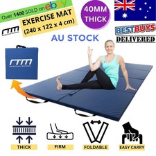 RTM™ Folding Exercise Mat | Thick | BJJ | Yoga | Wrestling | Gym | Pilates |BLUE