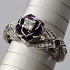 Vancaro Vintage Rose Ring In 925 Sterling Silver Size 9 Purple Inlay Pedals S925