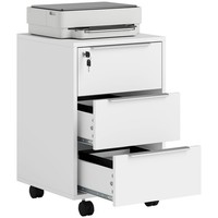 HOMCOM Modern 3-Drawer Locking File Cabinet Mobile Filing Cabinet White