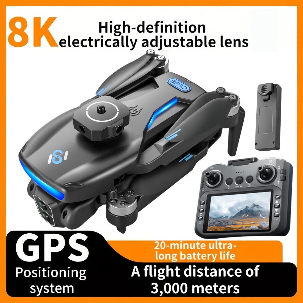8K GPS FPV Drone with 4&period;5" Screen Remote&comma; Camera RC Quadcopter Dual Battery